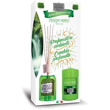 SWEET HOME – Dárková sada Bílý mošus difuzér 100ml + vonná svíčka 135g