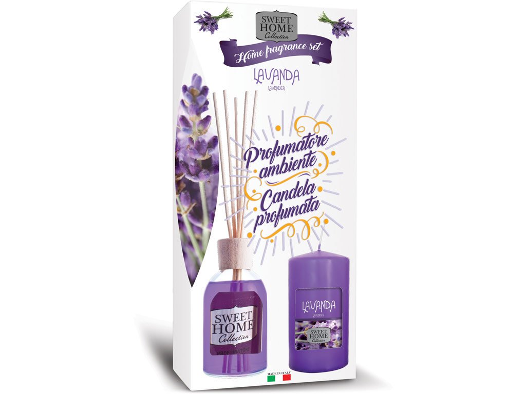 SWEET HOME – Dárková sada Levandule difuzér 100ml + vonná svíčka 135g